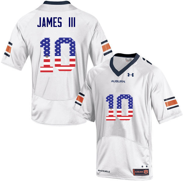 Men #10 Paul James III Auburn Tigers USA Flag Fashion College Football Jerseys-White